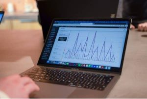 Content being written for a website on a laptop