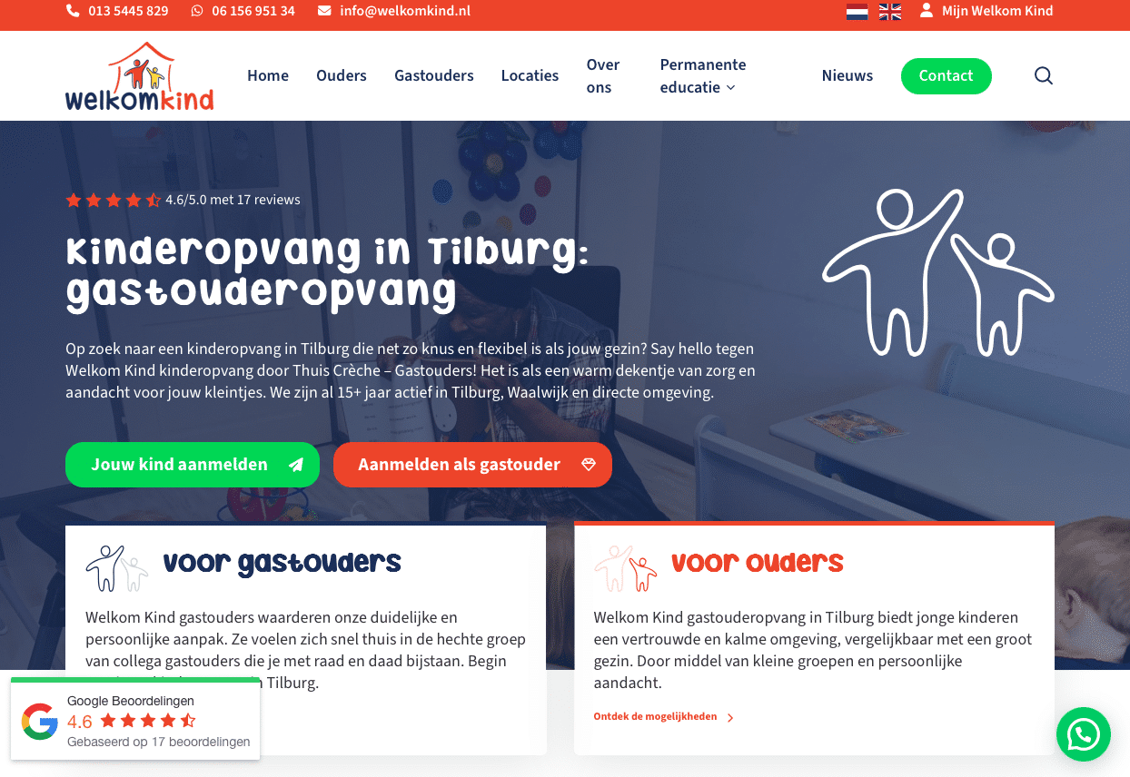 An example of a local landing page by Welkom Kind, local SEO tips, JKC Media