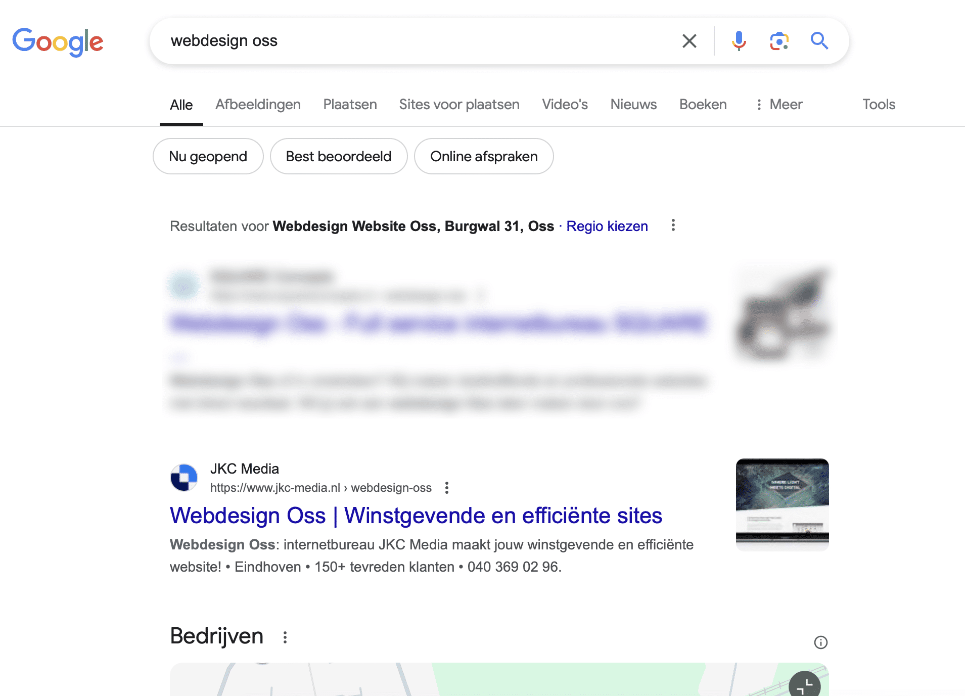 Search results for the keyword webdesign Oss, local SEO tips, JKC Media