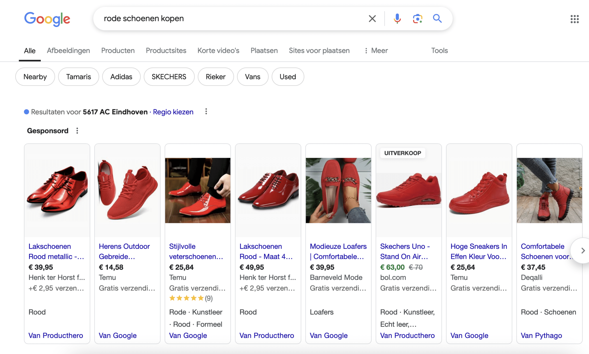 Searching online for red shoes to buy, Google Shopping overview - JKC