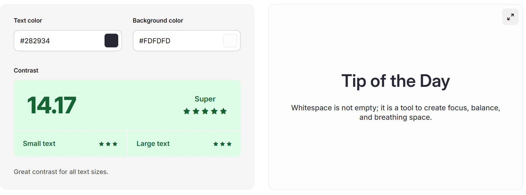 Example of good color contrast