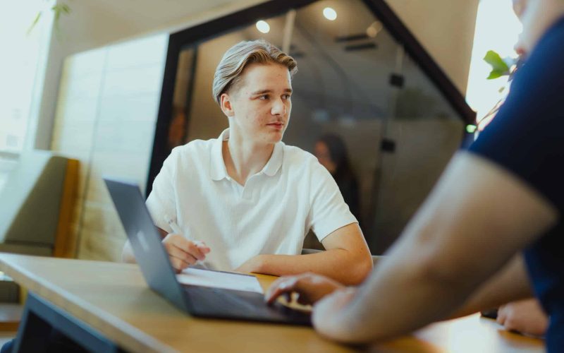 Employee talking about content strategy