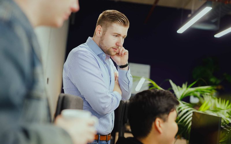Colleague analyzing SEO reporting data