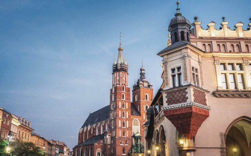 St. Mary’s Basilica and the Cloth Hall on the Main Market Square in Kraków