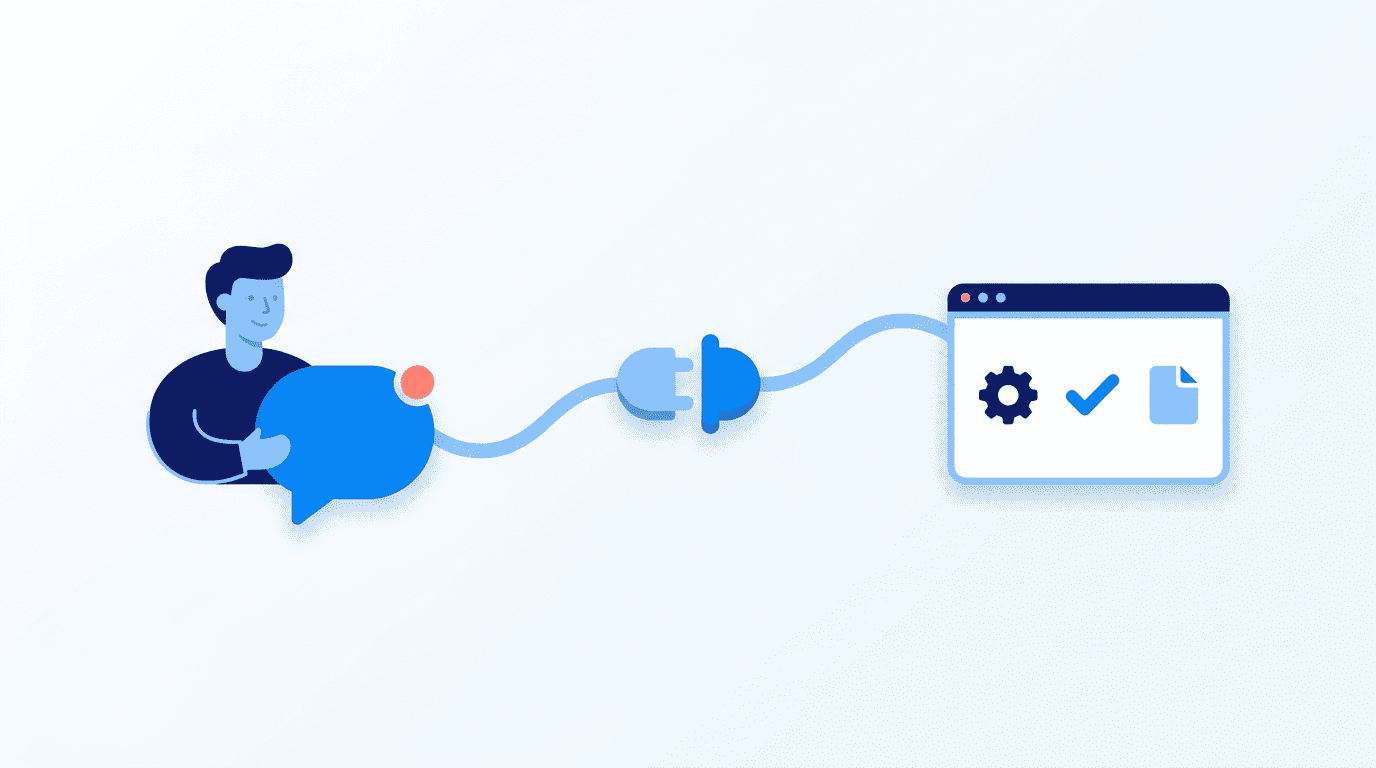 Illustration: controlling your website in plain language through a connection (MCP) between AI and WordPress