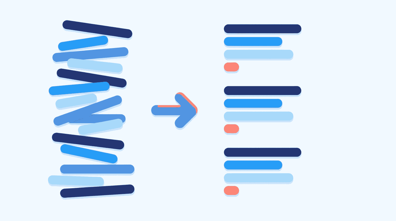 Illustratie: van een rommelig menu naar drie heldere categorieën (MECE)
